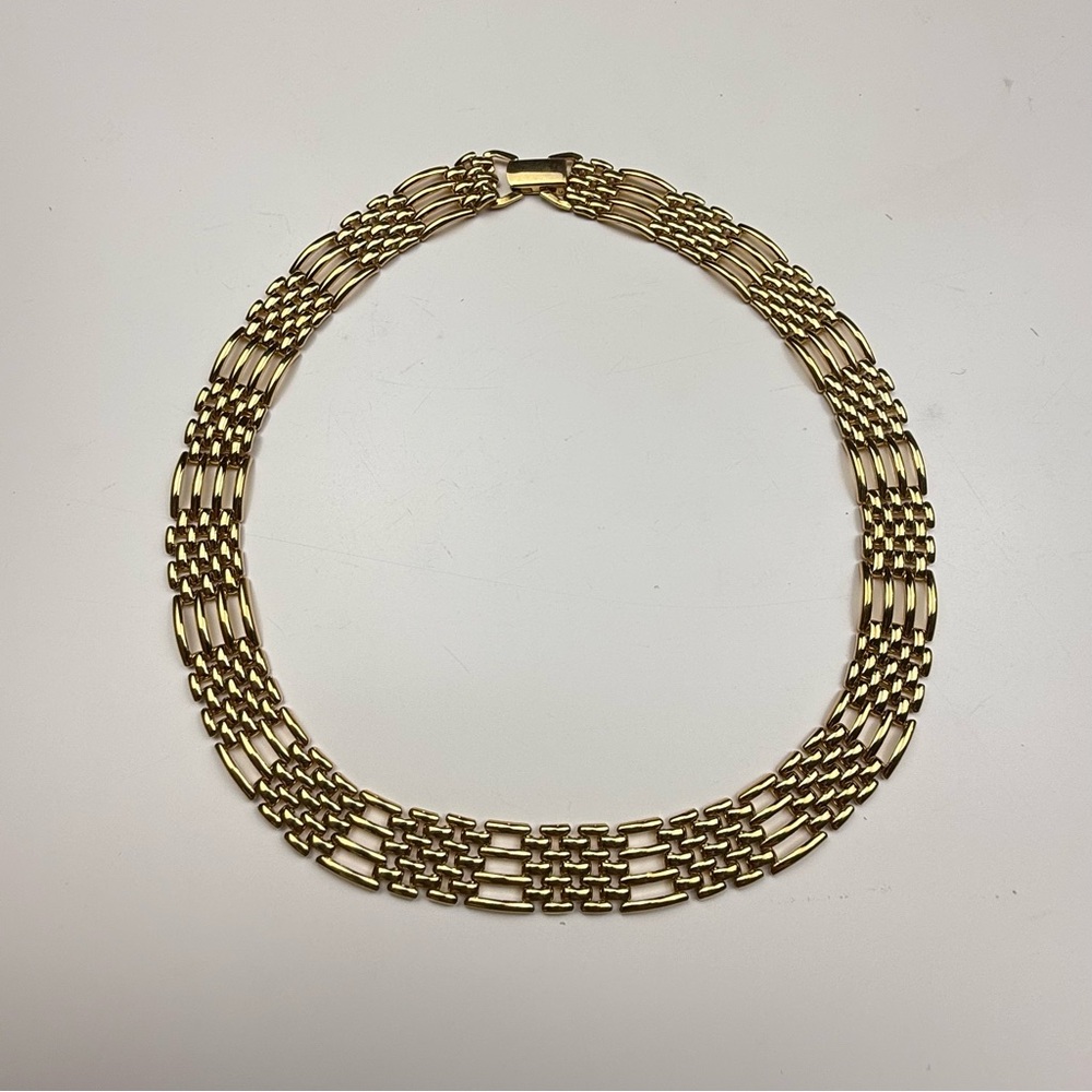 Vintage Napier 1980s Gold Tone Watch Band Chain Necklace  16” EUC
